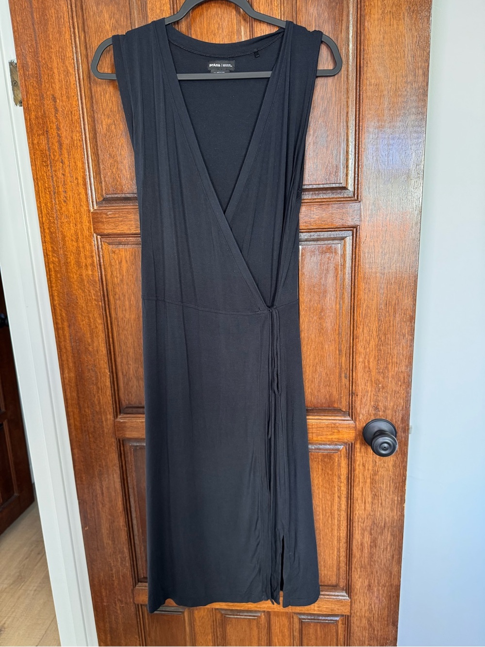 Prana Black Sleeveless Wrap Dress